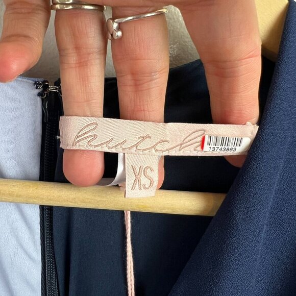 Hutch Colorblock Wrap Midi Dress Size XS Blue Wedding Guest Church Work Event - Picture 4 of 12